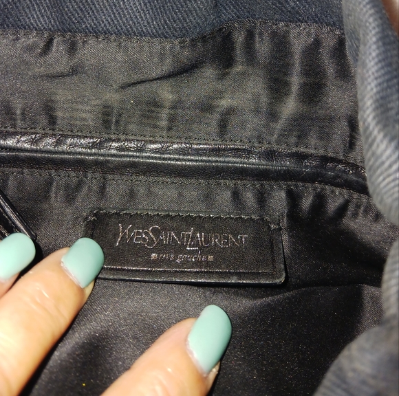 YSL black authentic Paris Black Canvas & Velvet Drawstring. - Picture 7 of 16